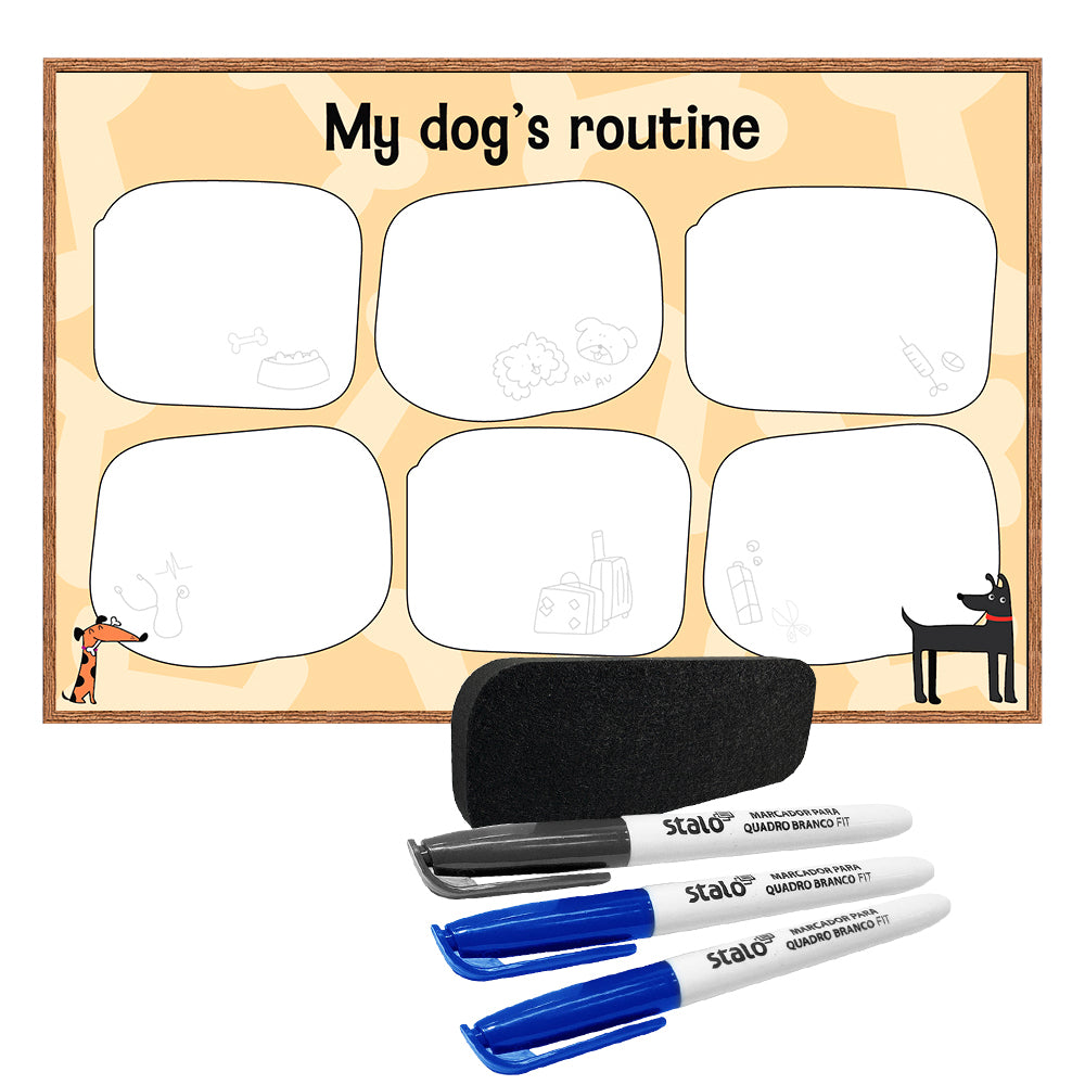 Kit Quadro Decorativo Rotina do Catiolo + Canetas e Apagador